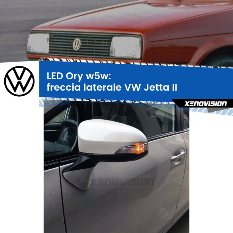 0 Freccia laterale LED per VW Jetta II 1984 - 1992: Ory w5w <strong>LED freccia laterale w5w per VW Jetta</strong> II 1984 - 1992. Una lampadina <strong>w5w</strong> canbus luce arancio modello Ory Xenovision.
