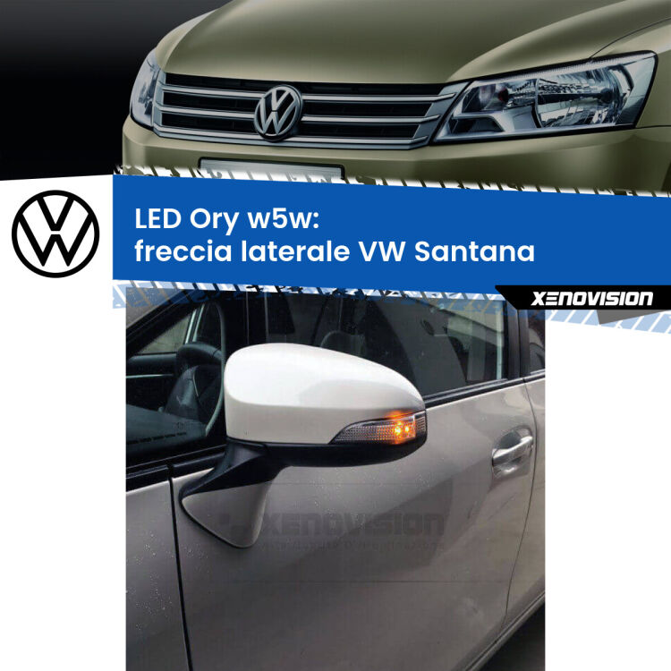 0 Freccia laterale LED per VW Santana 1995 - 2012: Ory w5w <strong>LED freccia laterale w5w per VW Santana</strong> 1995 - 2012. Una lampadina <strong>w5w</strong> canbus luce arancio modello Ory Xenovision.