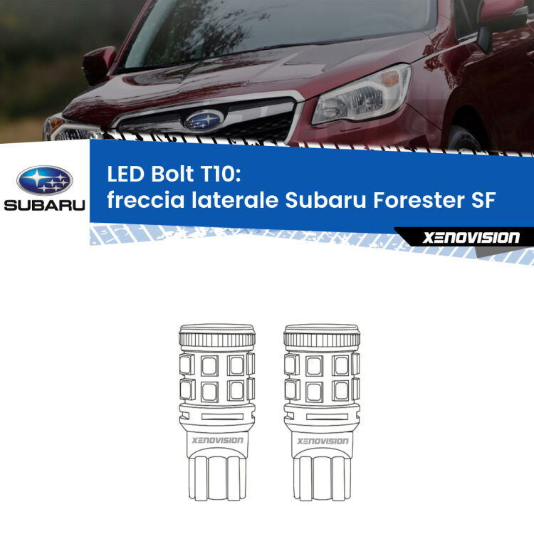 0 Freccia laterale LED Subaru Forester SF 1997 - 2002: T10 Bolt <strong>Freccia laterale LED per Subaru Forester</strong> SF 1997 - 2002. Coppia lampade <strong>T10</strong> modello Bolt canbus.