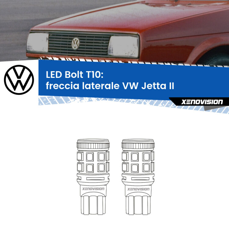 0 Freccia laterale LED VW Jetta II 1984 - 1992: T10 Bolt <strong>Freccia laterale LED per VW Jetta</strong> II 1984 - 1992. Coppia lampade <strong>T10</strong> modello Bolt canbus.