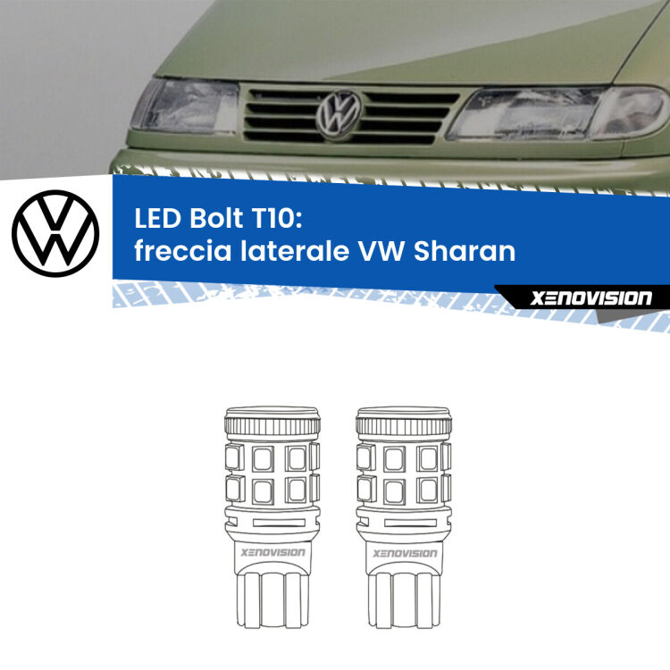 0 Freccia laterale LED VW Sharan  faro giallo: T10 Bolt <strong>Freccia laterale LED per VW Sharan</strong>  faro giallo. Coppia lampade <strong>T10</strong> modello Bolt canbus.