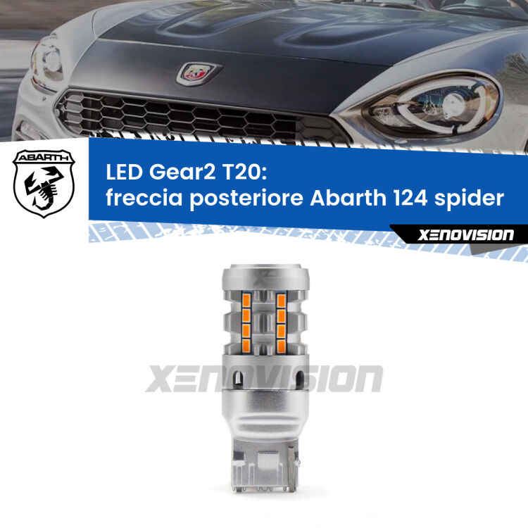 <strong>Freccia posteriore LED no-spie per Abarth 124 spider</strong>  2016 - 2019. Lampada <strong>T20</strong> modello Gear2 no Hyperflash.