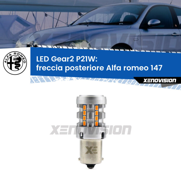 0 Freccia posteriore LED Alfa romeo 147 2000 - 2010: P21W Gear2 FINE SERIE: NO GARANZIA FINE SERIE: NO GARANZIA <strong>Freccia posteriore LED no-spie per Alfa romeo 147</strong> 2000 - 2010. Lampada <strong>P21W</strong> modello Gear2 no Hyperflash.