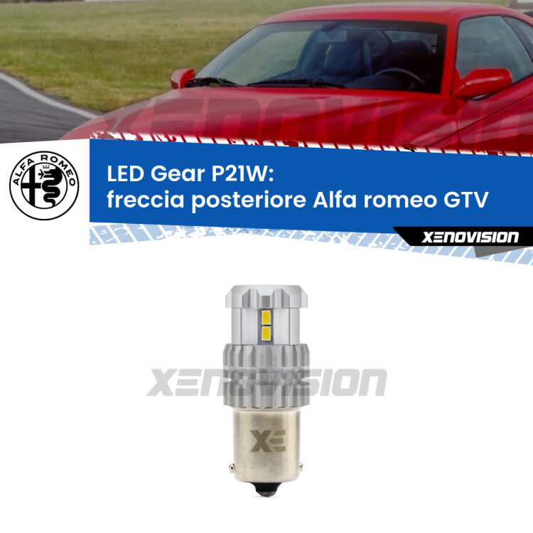 <strong>LED P21W per </strong><strong>Freccia posteriore Alfa romeo GTV  1995 - 2005</strong><strong>. </strong>Richiede resistenze per eliminare lampeggio rapido, 3x più luce, compatta. Top Quality.

<strong>Freccia posteriore LED per Alfa romeo GTV</strong>  1995 - 2005. Lampada <strong>P21W</strong>. Usa delle resistenze per eliminare lampeggio rapido.