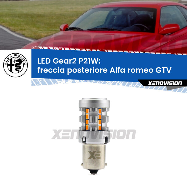 <strong>Freccia posteriore LED no-spie per Alfa romeo GTV</strong>  1995 - 2005. Lampada <strong>P21W</strong> modello Gear2 no Hyperflash.