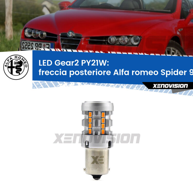 <strong>Freccia posteriore LED no-spie per Alfa romeo Spider</strong> 939 2006 - 2010. Lampada <strong>PY21W</strong> modello Gear2 no Hyperflash.