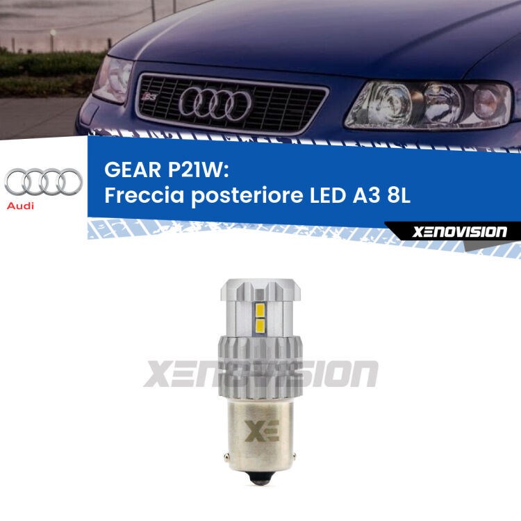 0 Freccia posteriore LED Audi A3 (8L) fino al 1999: Gear 1.0 P21W <strong>LED P21W per </strong><strong>Freccia posteriore Audi A3 (8L) fino al 1999</strong><strong>. </strong>Richiede resistenze per eliminare lampeggio rapido, 3x più luce, compatta. Top Quality.