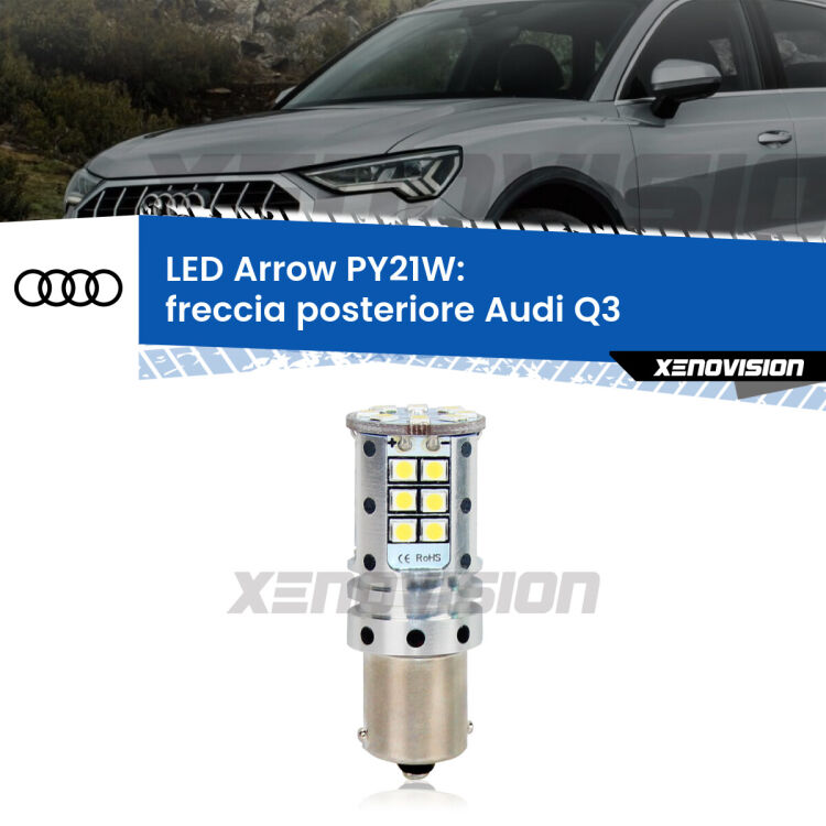 0 Freccia posteriore LED Audi Q3 nel portellone: PY21W Arrow <strong>Freccia posteriore LED no-spie per Audi Q3</strong> nel portellone. Lampada <strong>PY21W</strong> modello top di gamma Arrow.