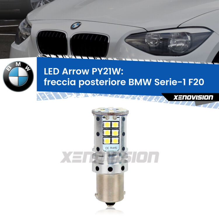 <strong>Freccia posteriore LED no-spie per BMW Serie-1</strong> F20 Prima serie. Lampada <strong>PY21W</strong> modello top di gamma Arrow.