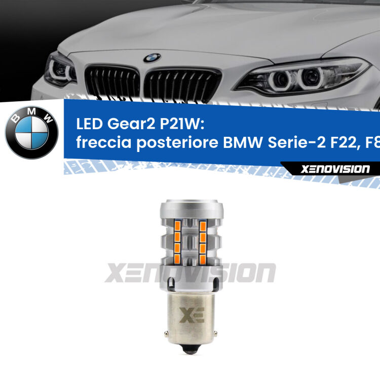 <strong>Freccia posteriore LED no-spie per BMW Serie-2</strong> F22, F87 2012 - 2015. Lampada <strong>P21W</strong> modello Gear2 no Hyperflash.
