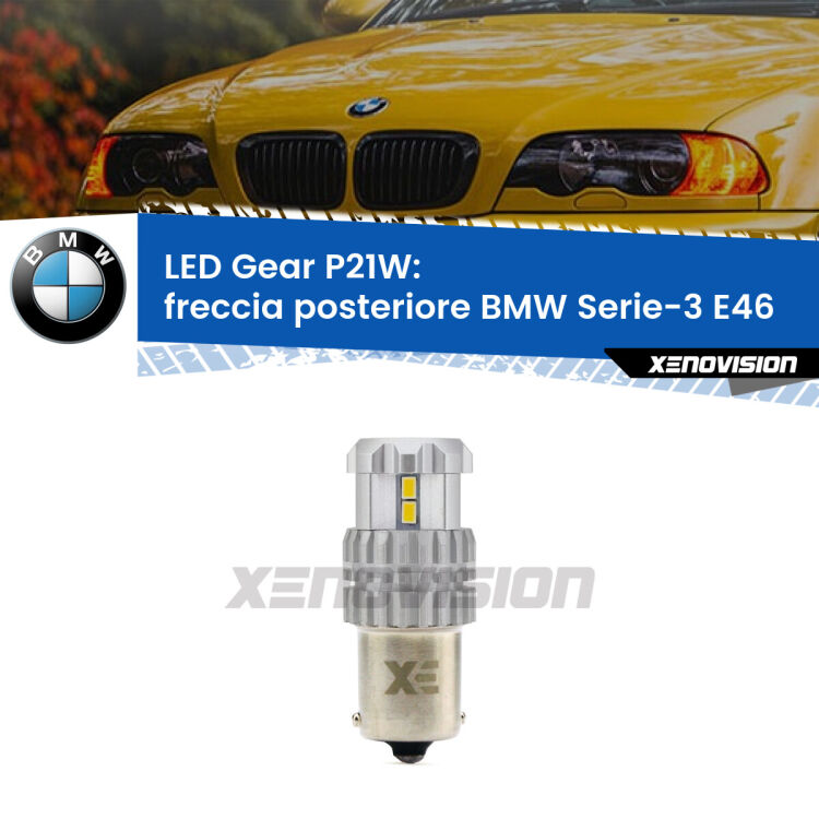 <strong>LED P21W per </strong><strong>Freccia posteriore BMW Serie-3 (E46) faro giallo</strong><strong>. </strong>Richiede resistenze per eliminare lampeggio rapido, 3x più luce, compatta. Top Quality.

<strong>Freccia posteriore LED per BMW Serie-3</strong> E46 faro giallo. Lampada <strong>P21W</strong>. Usa delle resistenze per eliminare lampeggio rapido.