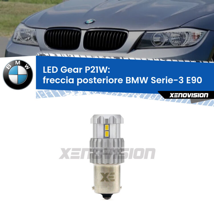<strong>LED P21W per </strong><strong>Freccia posteriore BMW Serie-3 (E90) 2005 - 2011</strong><strong>. </strong>Richiede resistenze per eliminare lampeggio rapido, 3x più luce, compatta. Top Quality.

<strong>Freccia posteriore LED per BMW Serie-3</strong> E90 2005 - 2011. Lampada <strong>P21W</strong>. Usa delle resistenze per eliminare lampeggio rapido.