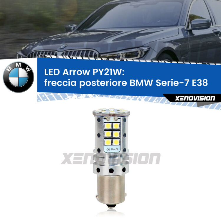 <strong>Freccia posteriore LED no-spie per BMW Serie-7</strong> E38 faro bianco. Lampada <strong>PY21W</strong> modello top di gamma Arrow.