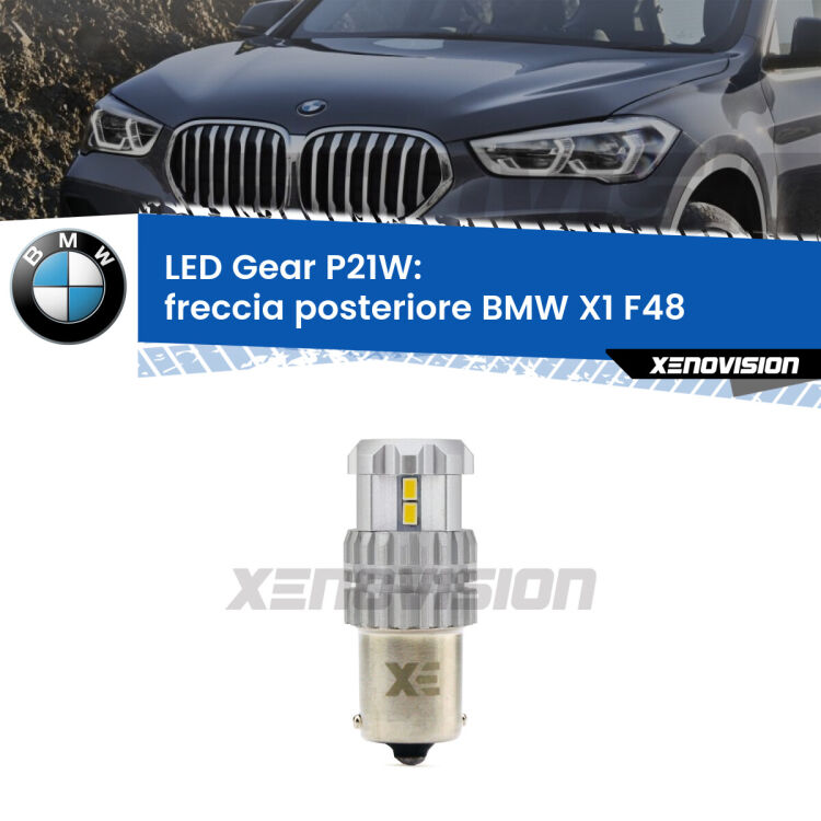 <strong>LED P21W per </strong><strong>Freccia posteriore BMW X1 (F48) 2016 - 2021</strong><strong>. </strong>Richiede resistenze per eliminare lampeggio rapido, 3x più luce, compatta. Top Quality.

<strong>Freccia posteriore LED per BMW X1</strong> F48 2016 - 2021. Lampada <strong>P21W</strong>. Usa delle resistenze per eliminare lampeggio rapido.