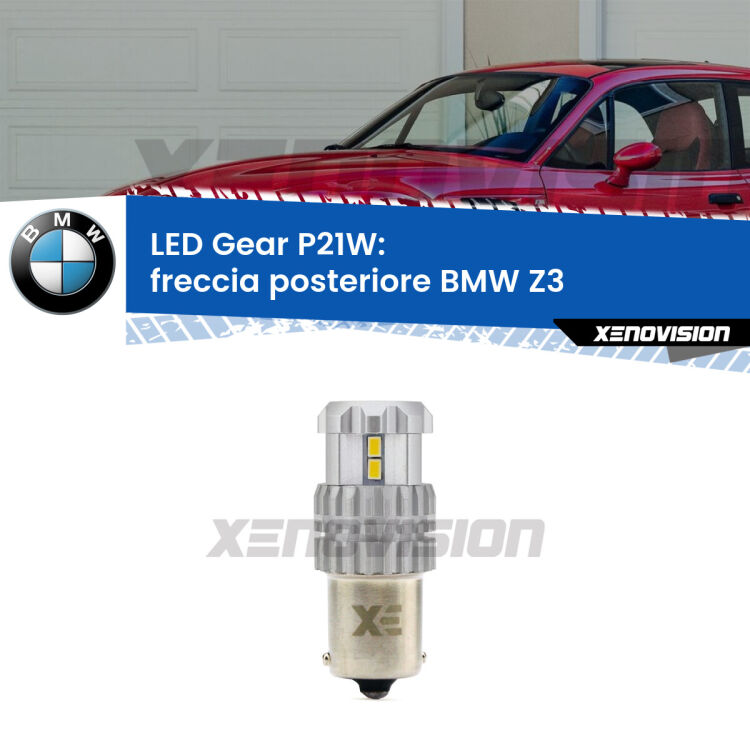 <strong>LED P21W per </strong><strong>Freccia posteriore BMW Z3  faro giallo</strong><strong>. </strong>Richiede resistenze per eliminare lampeggio rapido, 3x più luce, compatta. Top Quality.

<strong>Freccia posteriore LED per BMW Z3</strong>  faro giallo. Lampada <strong>P21W</strong>. Usa delle resistenze per eliminare lampeggio rapido.