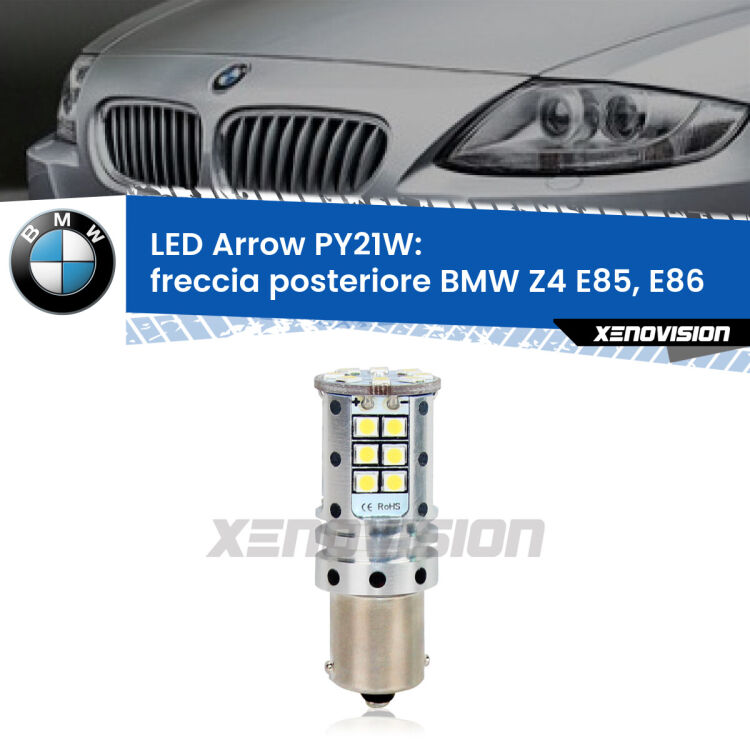 <strong>Freccia posteriore LED no-spie per BMW Z4</strong> E85, E86 faro bianco. Lampada <strong>PY21W</strong> modello top di gamma Arrow.