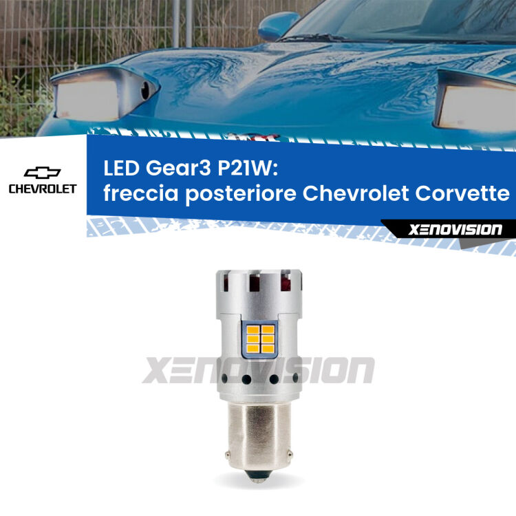 0 Freccia posteriore LED Chevrolet Corvette C5 1997 - 2004: P21W Gear3 <strong>Freccia posteriore LED no-spie per Chevrolet Corvette</strong> C5 1997 - 2004. Lampada <strong>P21W</strong> modello Gear3 no Hyperflash, raffreddata a ventola.