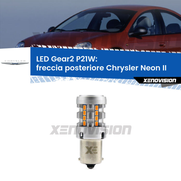 <strong>Freccia posteriore LED no-spie per Chrysler Neon II</strong>  1999 - 2006. Lampada <strong>P21W</strong> modello Gear2 no Hyperflash.