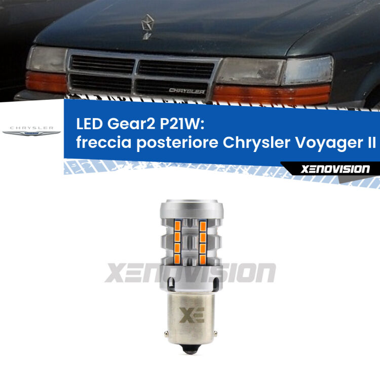 <strong>Freccia posteriore LED no-spie per Chrysler Voyager II</strong> AS 1990 - 1995. Lampada <strong>P21W</strong> modello Gear2 no Hyperflash.