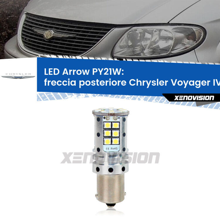 <strong>Freccia posteriore LED no-spie per Chrysler Voyager IV</strong> RS 2000 - 2007. Lampada <strong>PY21W</strong> modello top di gamma Arrow.