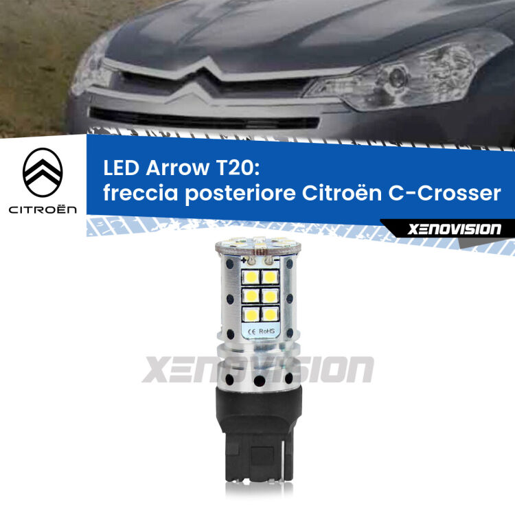 0 Freccia posteriore LED Citroën C-Crosser 2007 - 2012: T20 Arrow <strong>Freccia posteriore LED no-spie per Citroën C-Crosser</strong> 2007 - 2012. Lampada <strong>T20</strong> no Hyperflash modello Arrow.