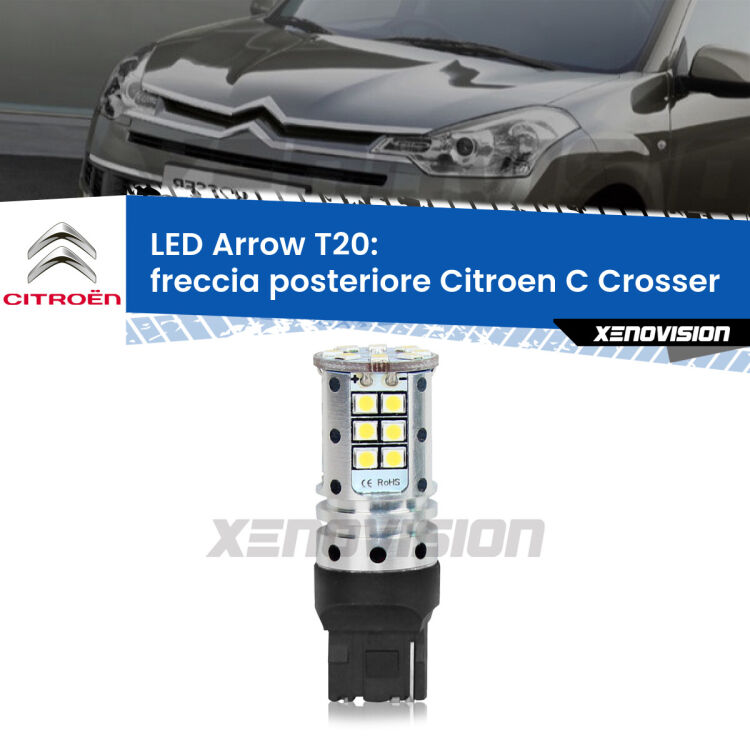 <strong>Freccia posteriore LED no-spie per Citroen C Crosser</strong>  2007 - 2012. Lampada <strong>T20</strong> no Hyperflash modello Arrow.
