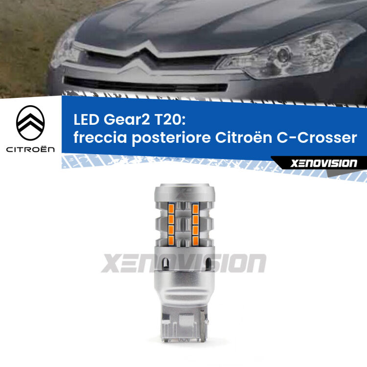 0 Freccia posteriore LED Citroën C-Crosser 2007 - 2012: T20 Gear2 FINE SERIE: NO GARANZIA FINE SERIE: NO GARANZIA <strong>Freccia posteriore LED no-spie per Citroën C-Crosser</strong> 2007 - 2012. Lampada <strong>T20</strong> modello Gear2 no Hyperflash.