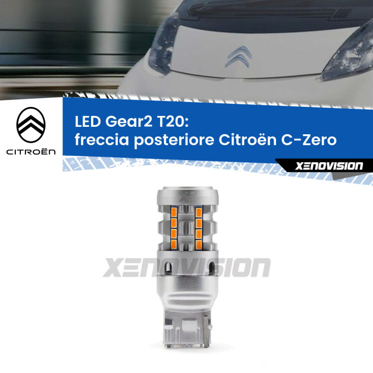 0 Freccia posteriore LED Citroën C-Zero 2010 - 2019: T20 Gear2 FINE SERIE: NO GARANZIA FINE SERIE: NO GARANZIA <strong>Freccia posteriore LED no-spie per Citroën C-Zero</strong> 2010 - 2019. Lampada <strong>T20</strong> modello Gear2 no Hyperflash.