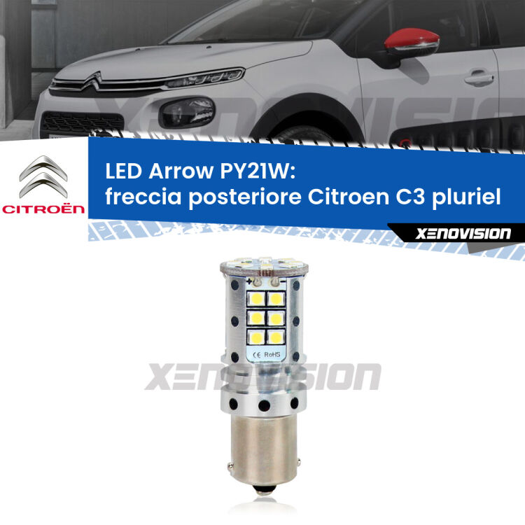 <strong>Freccia posteriore LED no-spie per Citroen C3 pluriel</strong>  2003 - 2010. Lampada <strong>PY21W</strong> modello top di gamma Arrow.
