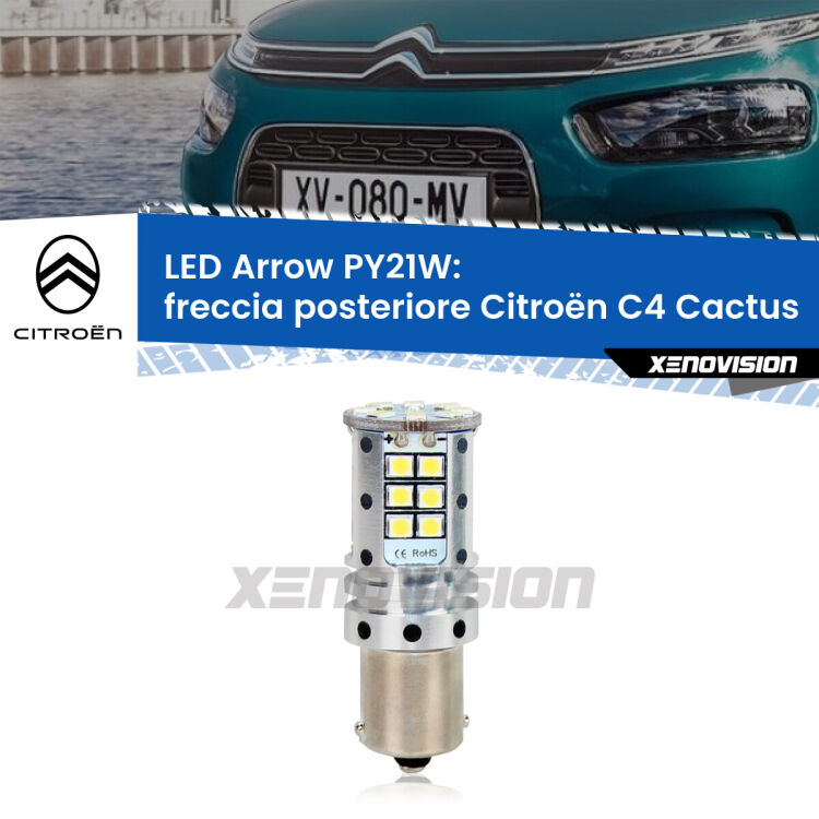 0 Freccia posteriore LED Citroën C4 Cactus 2014 in poi: PY21W Arrow <strong>Freccia posteriore LED no-spie per Citroën C4 Cactus</strong> 2014 in poi. Lampada <strong>PY21W</strong> modello top di gamma Arrow.