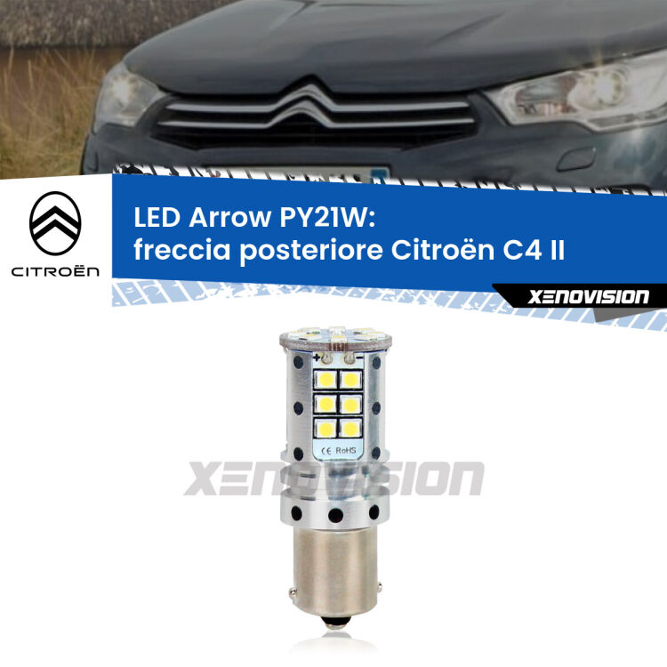 0 Freccia posteriore LED Citroën C4 II 2009 - 2016: PY21W Arrow <strong>Freccia posteriore LED no-spie per Citroën C4</strong> II 2009 - 2016. Lampada <strong>PY21W</strong> modello top di gamma Arrow.