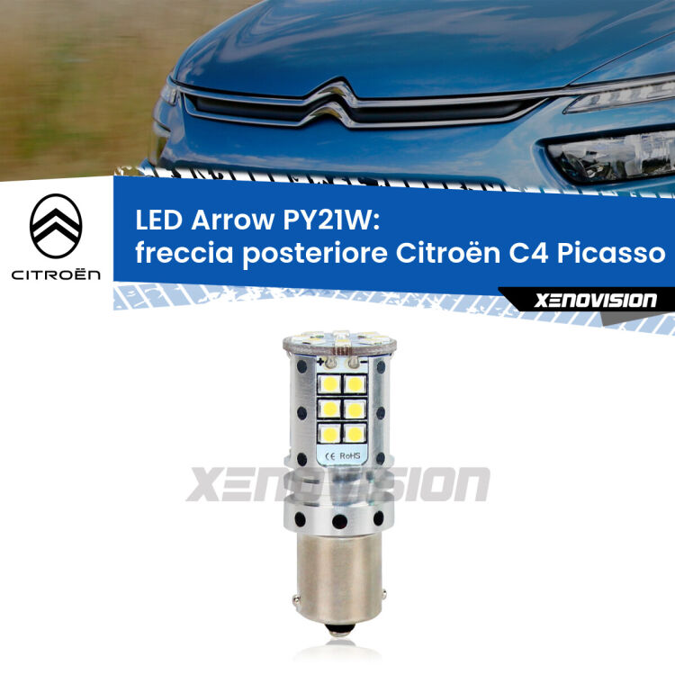 0 Freccia posteriore LED Citroën C4 Picasso II 2013 in poi: PY21W Arrow <strong>Freccia posteriore LED no-spie per Citroën C4 Picasso</strong> II 2013 in poi. Lampada <strong>PY21W</strong> modello top di gamma Arrow.