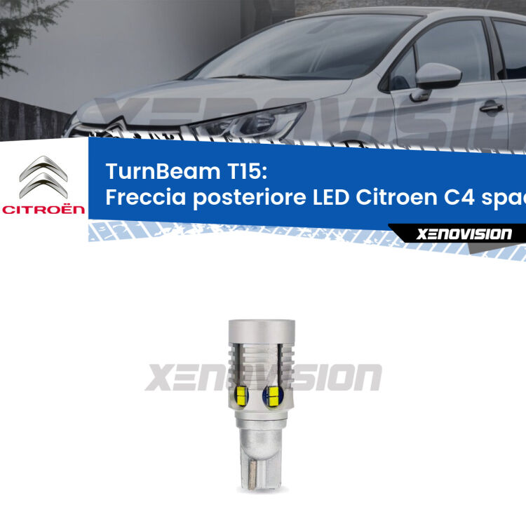 <strong>LED freccia posteriore Citroen C4 spacetourer </strong>3D. Una lampada LED T15 per Frecce, ottima resa in ogni direzione, Qualità Massima.