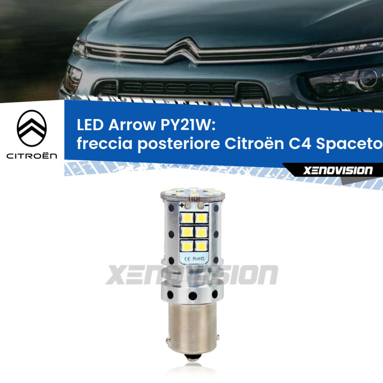 0 Freccia posteriore LED Citroën C4 Spacetourer  restyling: PY21W Arrow <strong>Freccia posteriore LED no-spie per Citroën C4 Spacetourer</strong>  restyling. Lampada <strong>PY21W</strong> modello top di gamma Arrow.