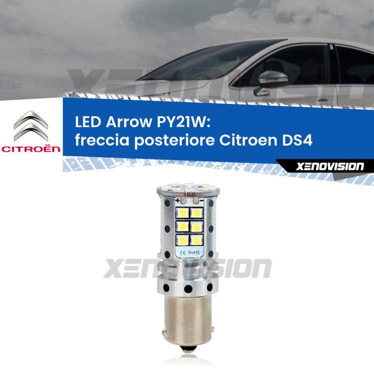 <strong>Freccia posteriore LED no-spie per Citroen DS4</strong>  2011 - 2015. Lampada <strong>PY21W</strong> modello top di gamma Arrow.