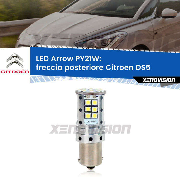 <strong>Freccia posteriore LED no-spie per Citroen DS5</strong>  Versione 1. Lampada <strong>PY21W</strong> modello top di gamma Arrow.