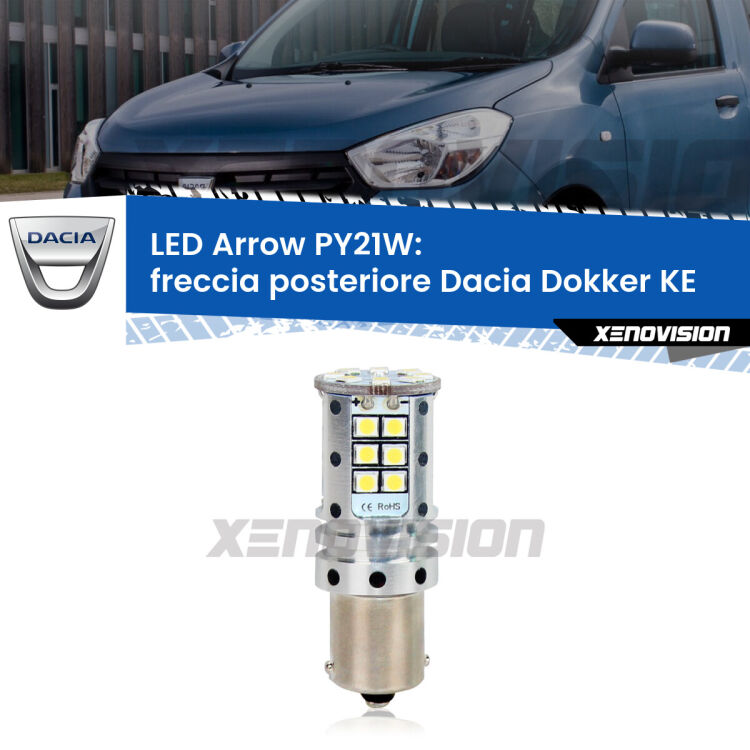 <strong>Freccia posteriore LED no-spie per Dacia Dokker</strong> KE 2012 in poi. Lampada <strong>PY21W</strong> modello top di gamma Arrow.