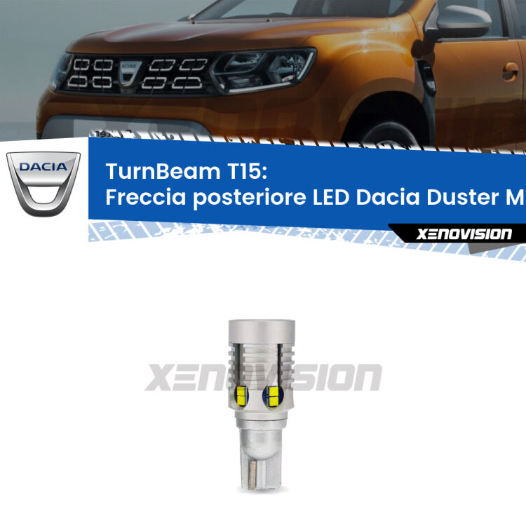 <strong>LED freccia posteriore Dacia Duster </strong>Mk1. Una lampada LED T15 per Frecce, ottima resa in ogni direzione, Qualità Massima.