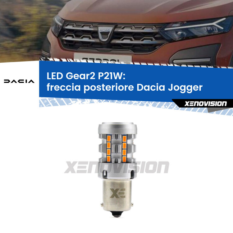 0 Freccia posteriore LED Dacia Jogger 2021 in poi: P21W Gear2 FINE SERIE: NO GARANZIA FINE SERIE: NO GARANZIA <strong>Freccia posteriore LED no-spie per Dacia Jogger</strong> 2021 in poi. Lampada <strong>P21W</strong> modello Gear2 no Hyperflash.