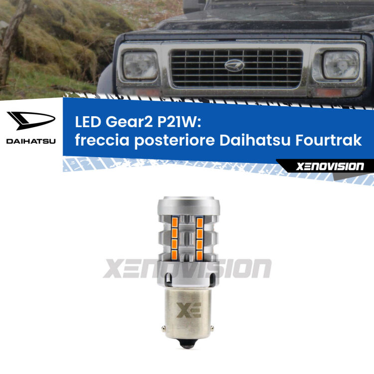0 Freccia posteriore LED Daihatsu Fourtrak 1985 - 1998: P21W Gear2 FINE SERIE: NO GARANZIA FINE SERIE: NO GARANZIA <strong>Freccia posteriore LED no-spie per Daihatsu Fourtrak</strong> 1985 - 1998. Lampada <strong>P21W</strong> modello Gear2 no Hyperflash.