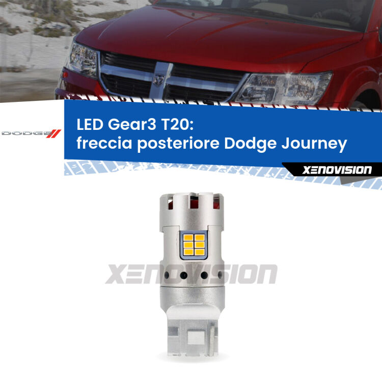 <strong>Freccia posteriore LED no-spie per Dodge Journey</strong>  restyling. Lampada <strong>T20</strong> modello Gear3 no Hyperflash, raffreddata a ventola.