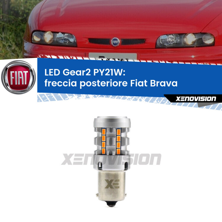 <strong>Freccia posteriore LED no-spie per Fiat Brava</strong>  1995 - 2001. Lampada <strong>PY21W</strong> modello Gear2 no Hyperflash.