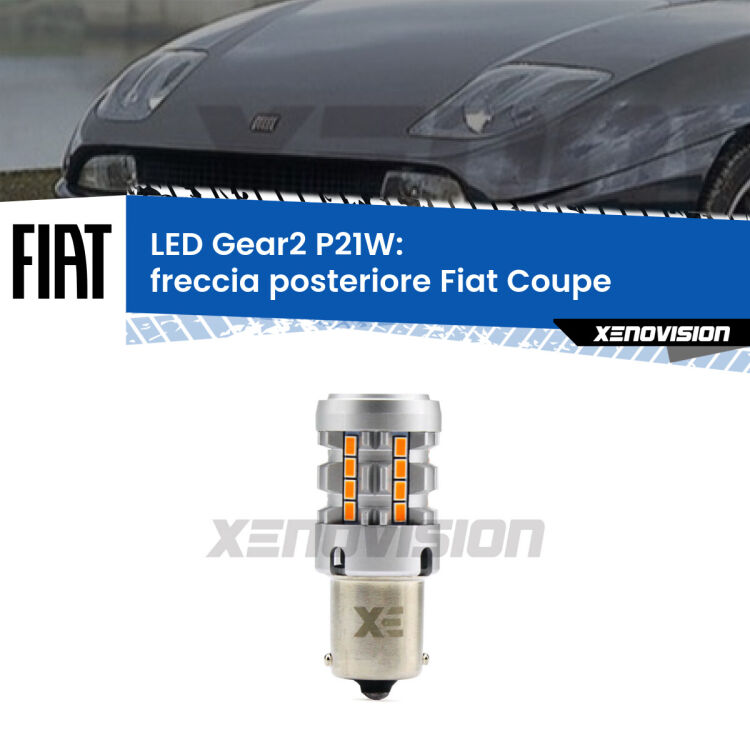 0 Freccia posteriore LED Fiat Coupe 1993 - 2000: P21W Gear2 FINE SERIE: NO GARANZIA FINE SERIE: NO GARANZIA <strong>Freccia posteriore LED no-spie per Fiat Coupe</strong> 1993 - 2000. Lampada <strong>P21W</strong> modello Gear2 no Hyperflash.