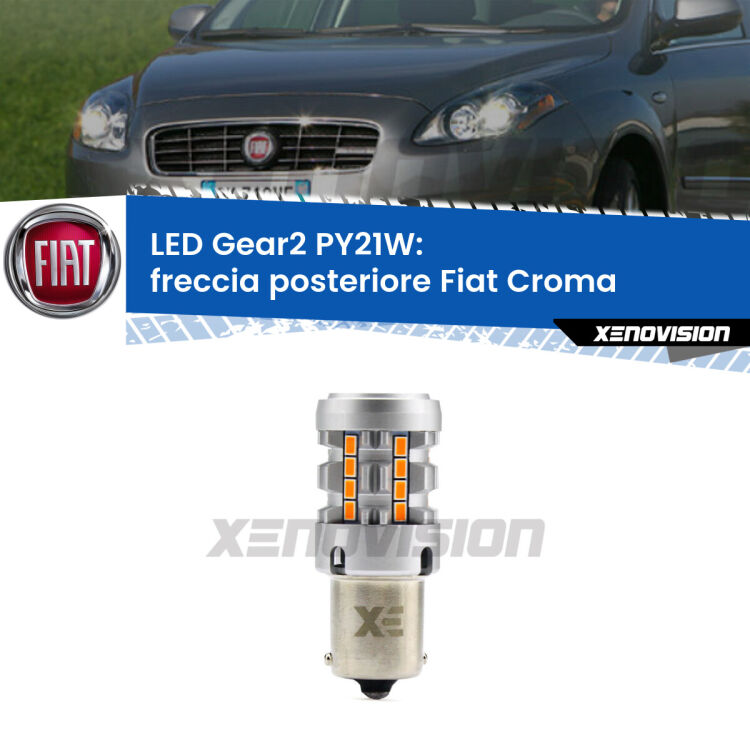 <strong>Freccia posteriore LED no-spie per Fiat Croma</strong>  2005 - 2010. Lampada <strong>PY21W</strong> modello Gear2 no Hyperflash.