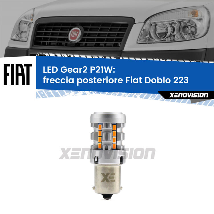 0 Freccia posteriore LED Fiat Doblo 223 2000 - 2010: P21W Gear2 FINE SERIE: NO GARANZIA FINE SERIE: NO GARANZIA <strong>Freccia posteriore LED no-spie per Fiat Doblo</strong> 223 2000 - 2010. Lampada <strong>P21W</strong> modello Gear2 no Hyperflash.