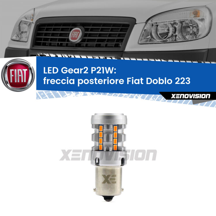 <strong>Freccia posteriore LED no-spie per Fiat Doblo</strong> 223 2000 - 2010. Lampada <strong>P21W</strong> modello Gear2 no Hyperflash.