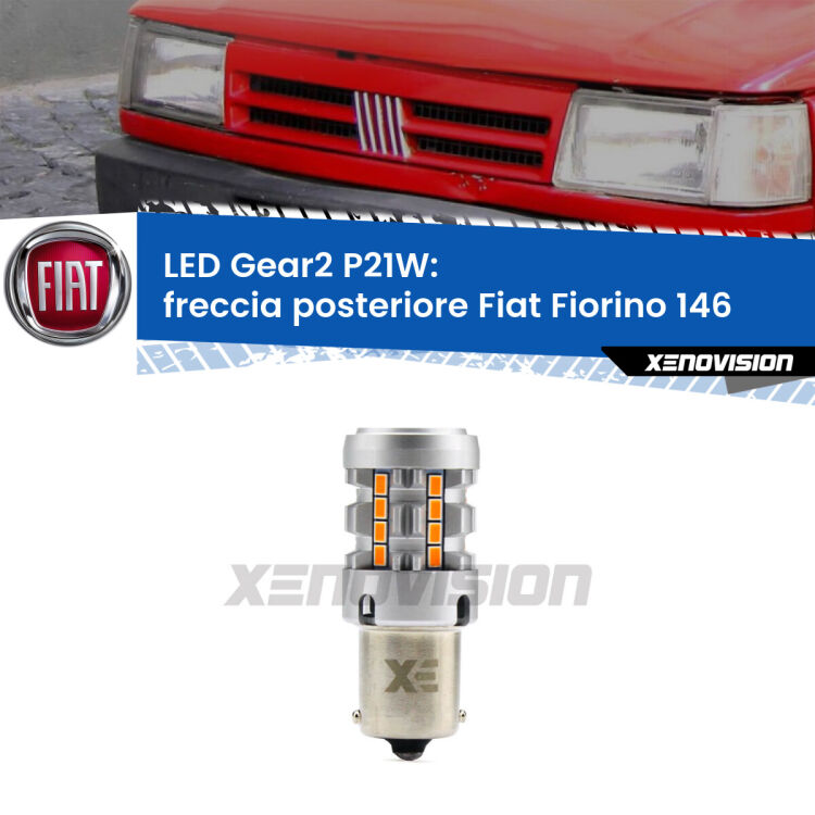 <strong>Freccia posteriore LED no-spie per Fiat Fiorino</strong> 146 1988 - 2001. Lampada <strong>P21W</strong> modello Gear2 no Hyperflash.