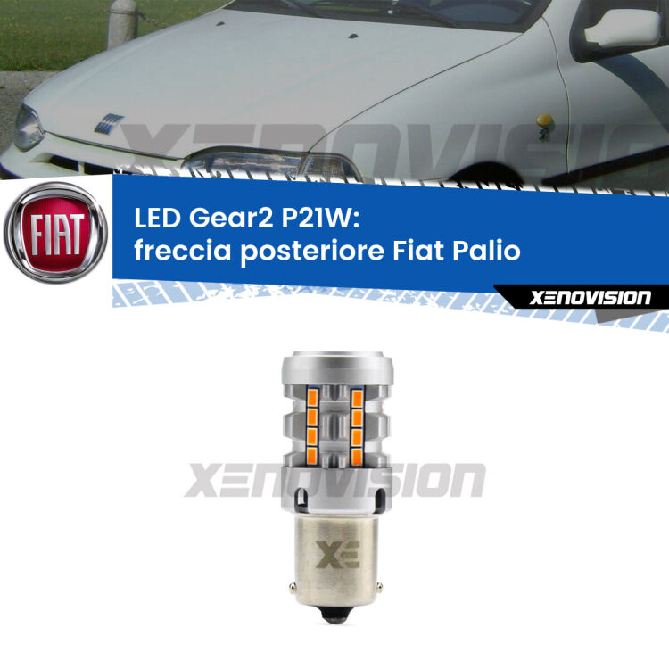 <strong>Freccia posteriore LED no-spie per Fiat Palio</strong>  1996 - 2003. Lampada <strong>P21W</strong> modello Gear2 no Hyperflash.