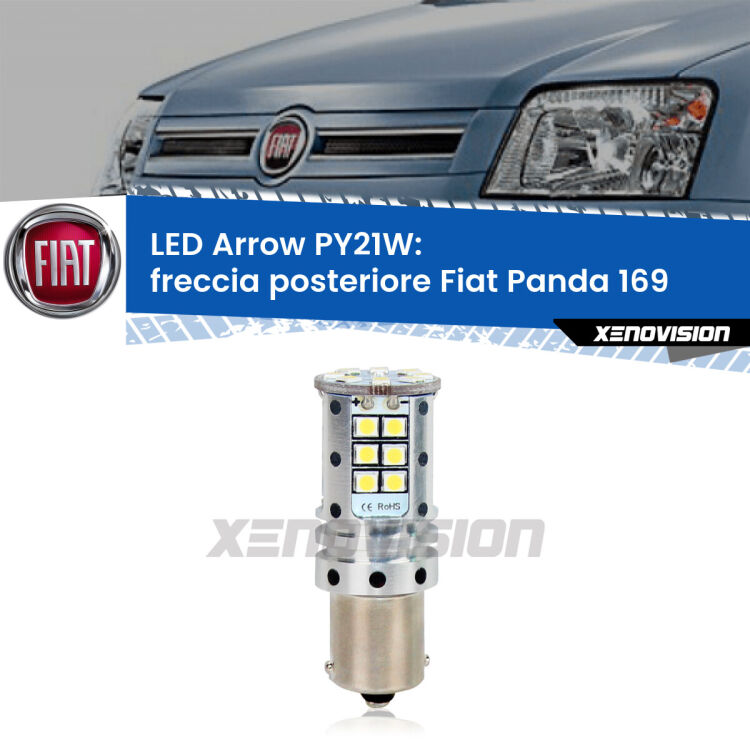 <strong>Freccia posteriore LED no-spie per Fiat Panda</strong> 169 2003 - 2012. Lampada <strong>PY21W</strong> modello top di gamma Arrow.