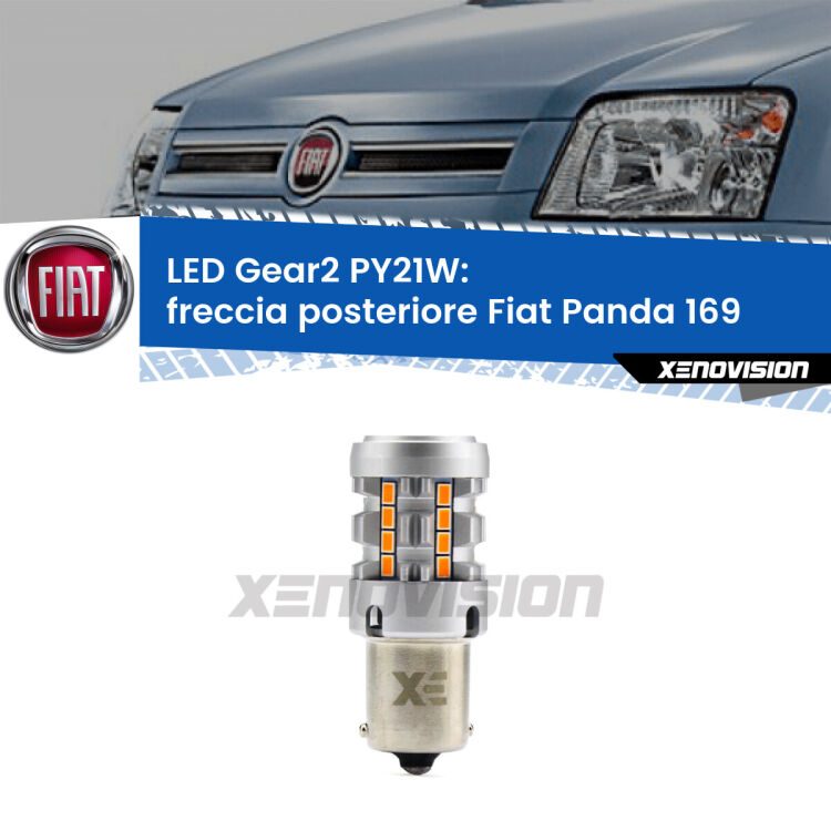 <strong>Freccia posteriore LED no-spie per Fiat Panda</strong> 169 2003 - 2012. Lampada <strong>PY21W</strong> modello Gear2 no Hyperflash.